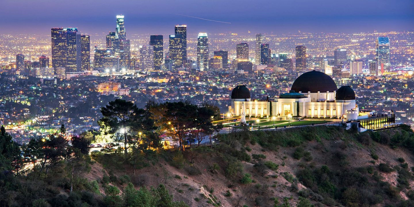 Los Angeles skyline at sunset